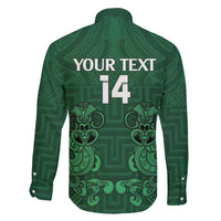 Custom Aotearoa Rugby Family Matching Long Sleeve Bodycon Dress and Hawaiian Shirt New Zealand Maori Kete Poutama Pattern