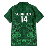 Custom Aotearoa Rugby Family Matching Off Shoulder Maxi Dress and Hawaiian Shirt New Zealand Maori Kete Poutama Pattern