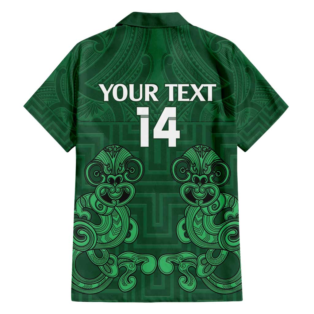 Custom Aotearoa Rugby Family Matching Off Shoulder Short Dress and Hawaiian Shirt New Zealand Maori Kete Poutama Pattern