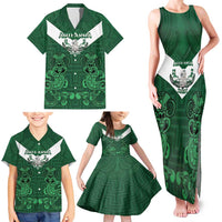 Custom Aotearoa Rugby Family Matching Tank Maxi Dress and Hawaiian Shirt New Zealand Maori Kete Poutama Pattern