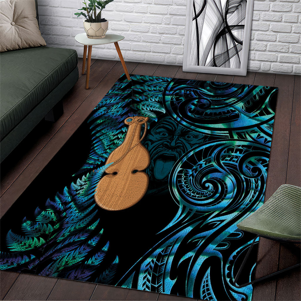 Kotiate New Zealand Area Rug Maori Weapon Paua Shell Haka Fern