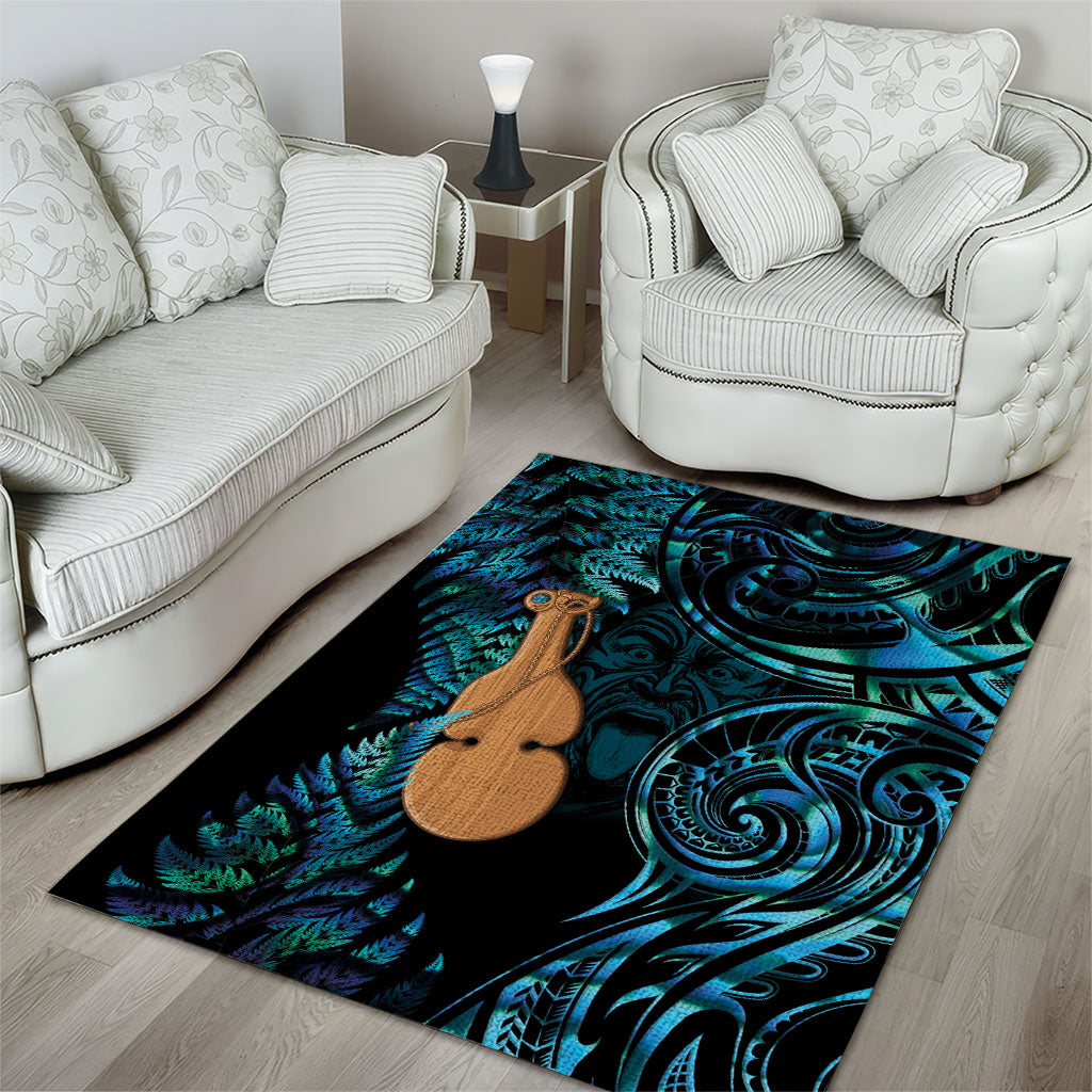 Kotiate New Zealand Area Rug Maori Weapon Paua Shell Haka Fern