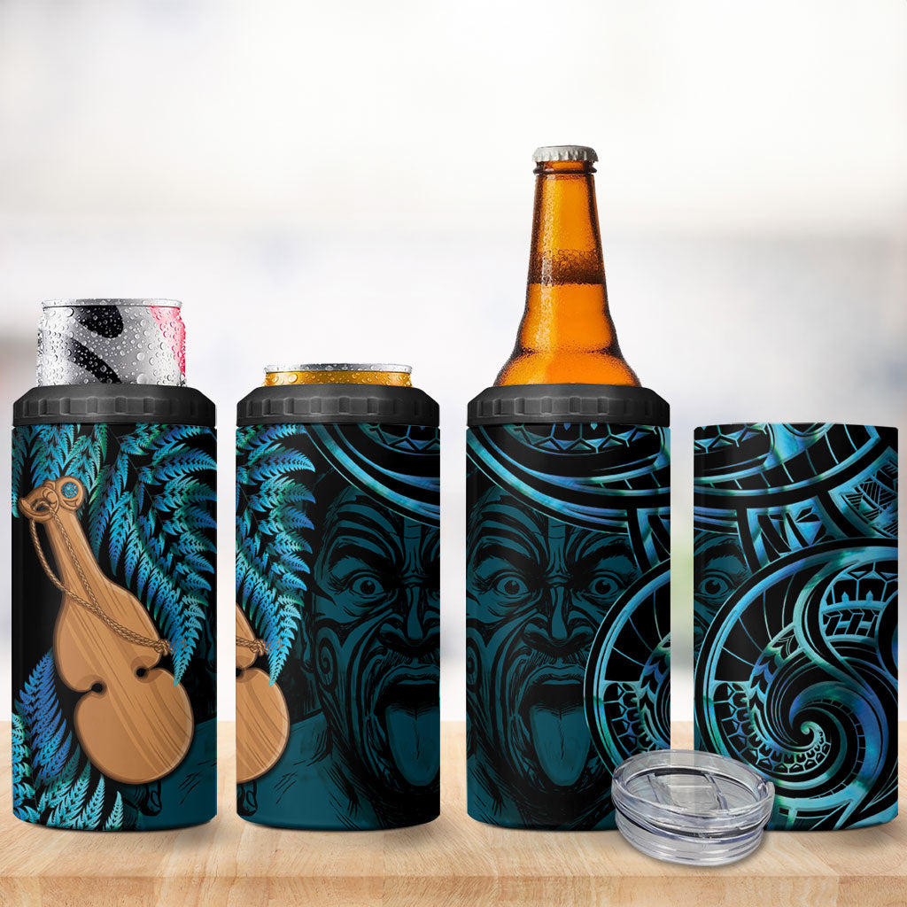 Kotiate New Zealand 4 in 1 Can Cooler Tumbler Maori Weapon Paua Shell Haka Fern