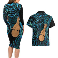 Kotiate New Zealand Couples Matching Long Sleeve Bodycon Dress and Hawaiian Shirt Maori Weapon Paua Shell Haka Fern