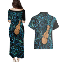 Kotiate New Zealand Couples Matching Puletasi and Hawaiian Shirt Maori Weapon Paua Shell Haka Fern