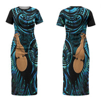 Kotiate New Zealand Couples Matching Short Sleeve Bodycon Dress and Long Sleeve Button Shirt Maori Weapon Paua Shell Haka Fern LT14 - Polynesian Pride
