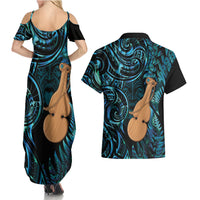Kotiate New Zealand Couples Matching Summer Maxi Dress and Hawaiian Shirt Maori Weapon Paua Shell Haka Fern