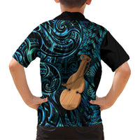 Kotiate New Zealand Family Matching Off Shoulder Short Dress and Hawaiian Shirt Maori Weapon Paua Shell Haka Fern
