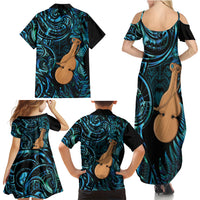 Kotiate New Zealand Family Matching Summer Maxi Dress and Hawaiian Shirt Maori Weapon Paua Shell Haka Fern