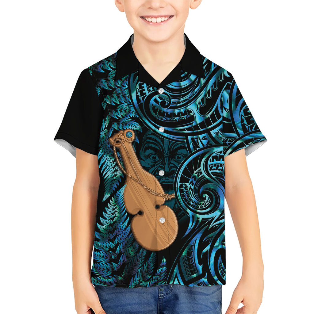Kotiate New Zealand Family Matching Tank Maxi Dress and Hawaiian Shirt Maori Weapon Paua Shell Haka Fern