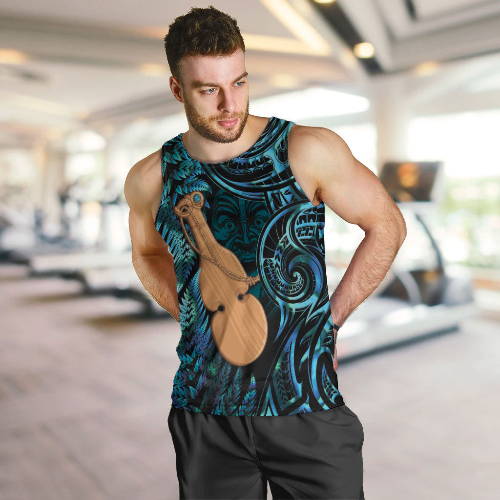 Kotiate New Zealand Men Tank Top Maori Weapon Paua Shell Haka Fern