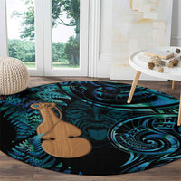 Kotiate New Zealand Round Carpet Maori Weapon Paua Shell Haka Fern