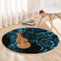 Kotiate New Zealand Round Carpet Maori Weapon Paua Shell Haka Fern