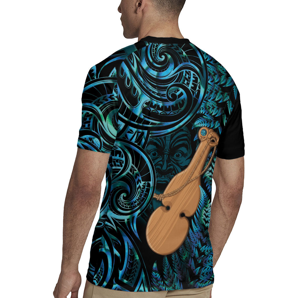 Kotiate New Zealand Rugby Jersey Maori Weapon Paua Shell Haka Fern