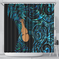 Kotiate New Zealand Shower Curtain Maori Weapon Paua Shell Haka Fern