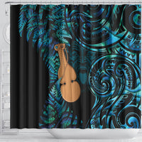 Kotiate New Zealand Shower Curtain Maori Weapon Paua Shell Haka Fern