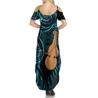 Kotiate New Zealand Summer Maxi Dress Maori Weapon Paua Shell Haka Fern