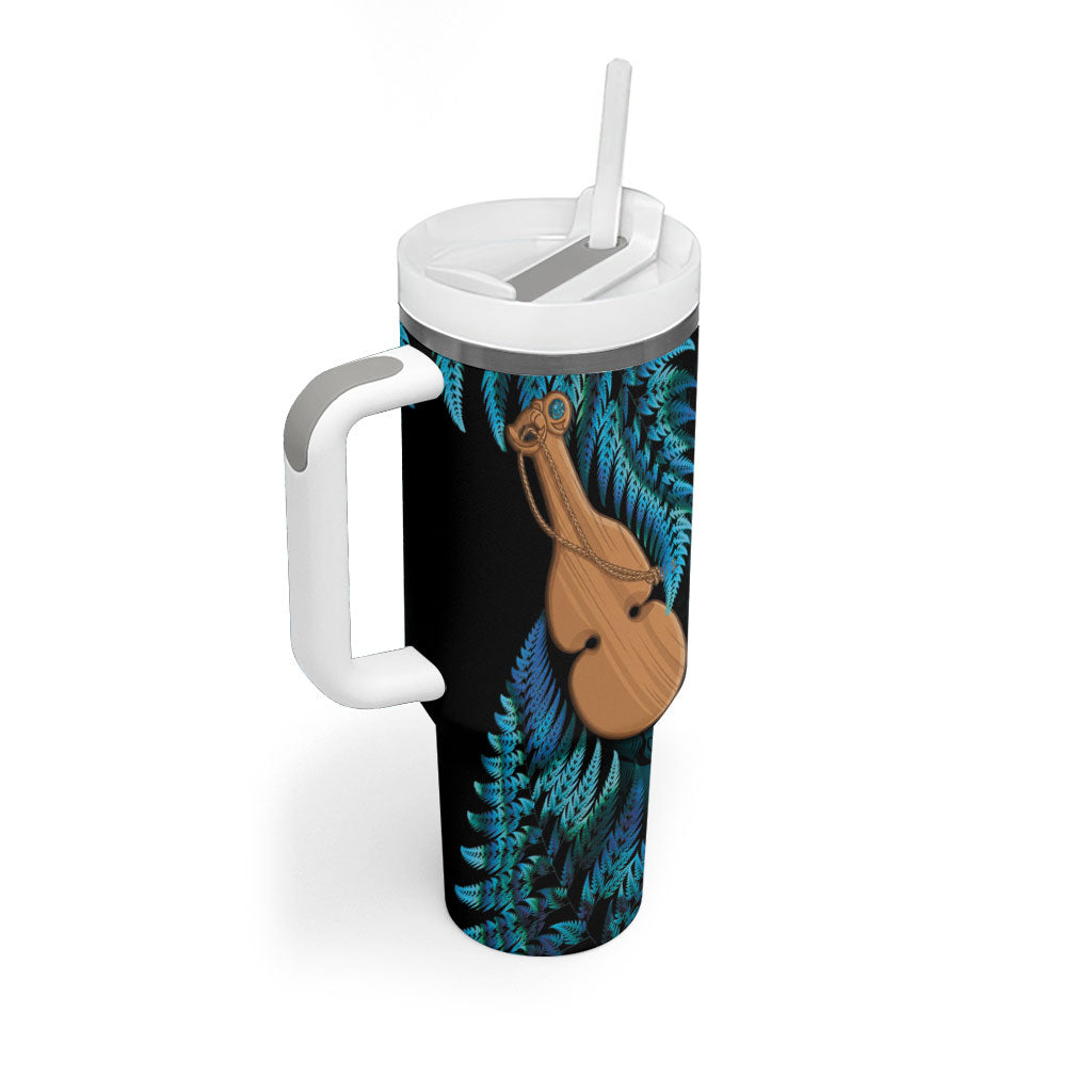 Kotiate New Zealand Tumbler With Handle Maori Weapon Paua Shell Haka Fern