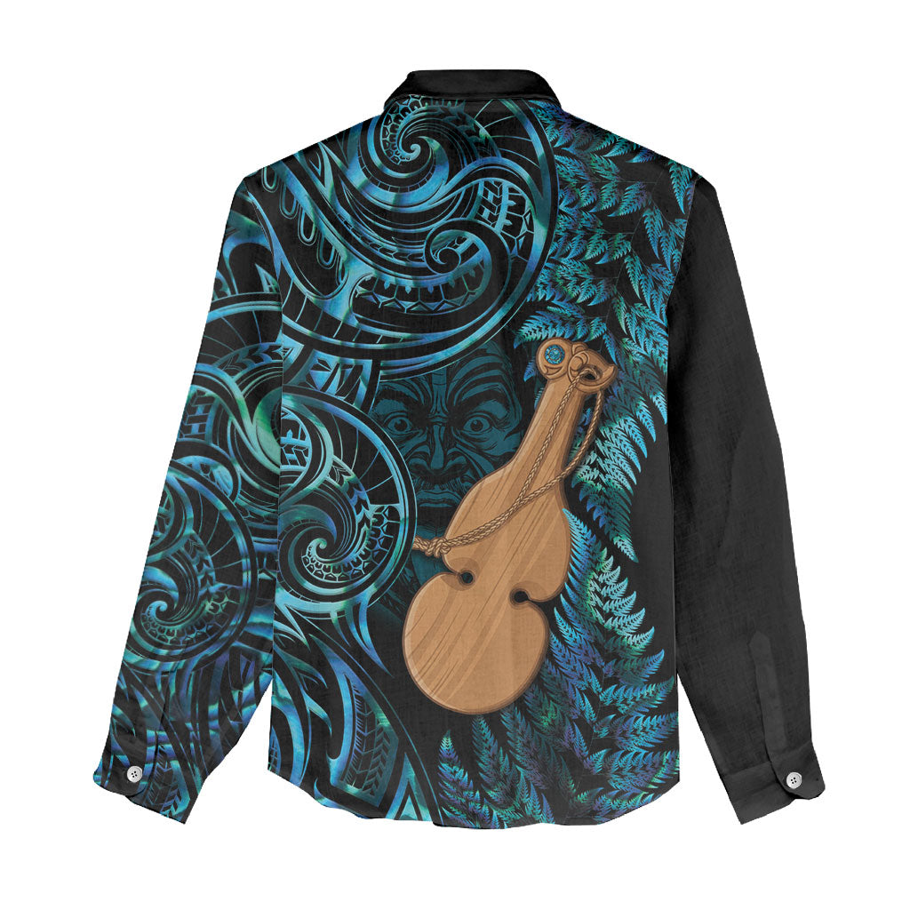 Kotiate New Zealand Women Casual Shirt Maori Weapon Paua Shell Haka Fern