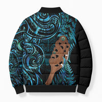 Maripi New Zealand Bomber Puffer Jacket Maori Weapon Paua Shell Haka Fern