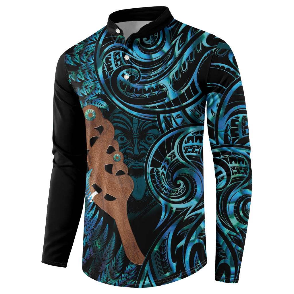 Maripi New Zealand Button Sweatshirt Maori Weapon Paua Shell Haka Fern