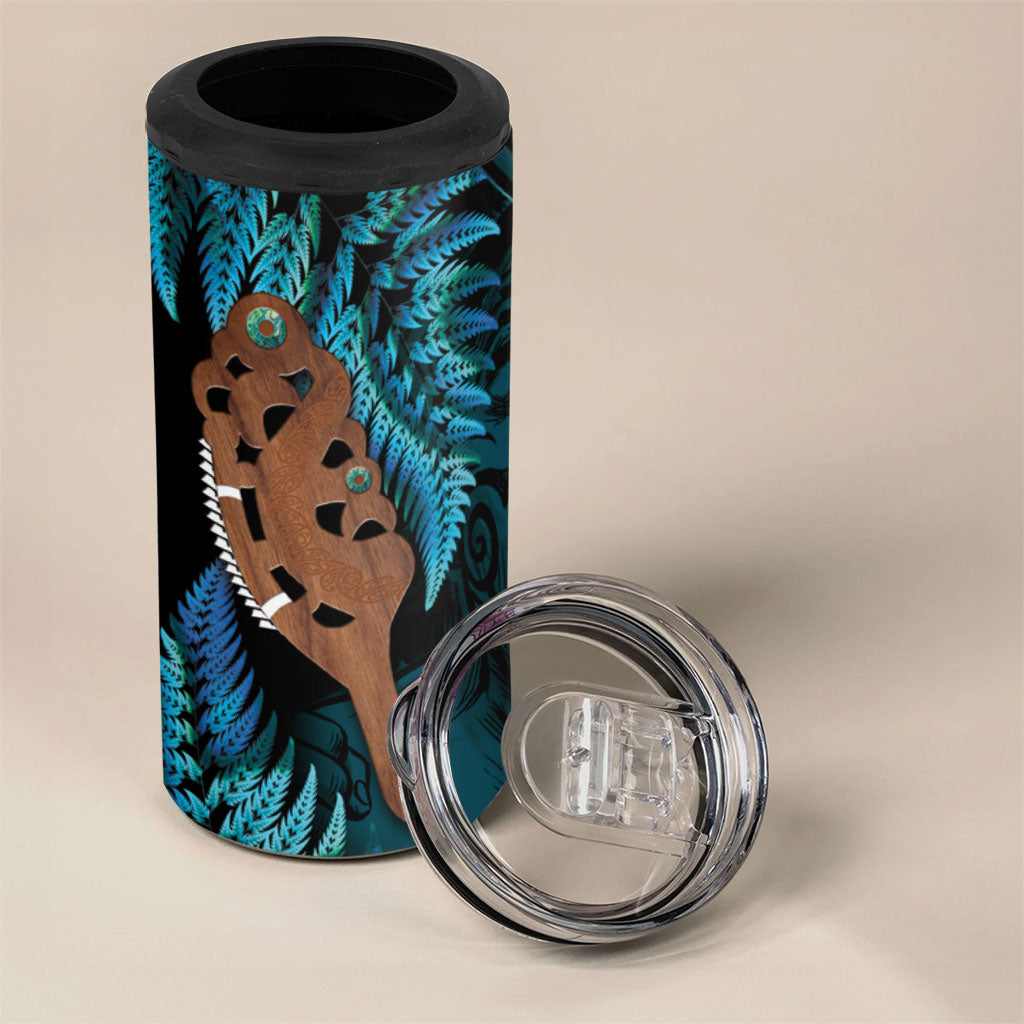 Maripi New Zealand 4 in 1 Can Cooler Tumbler Maori Weapon Paua Shell Haka Fern