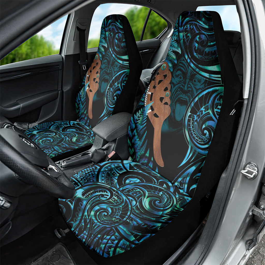 Maripi New Zealand Car Seat Cover Maori Weapon Paua Shell Haka Fern
