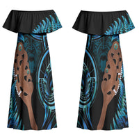 Maripi New Zealand Couples Matching Off Shoulder Maxi Dress and Hawaiian Shirt Maori Weapon Paua Shell Haka Fern LT14 - Polynesian Pride