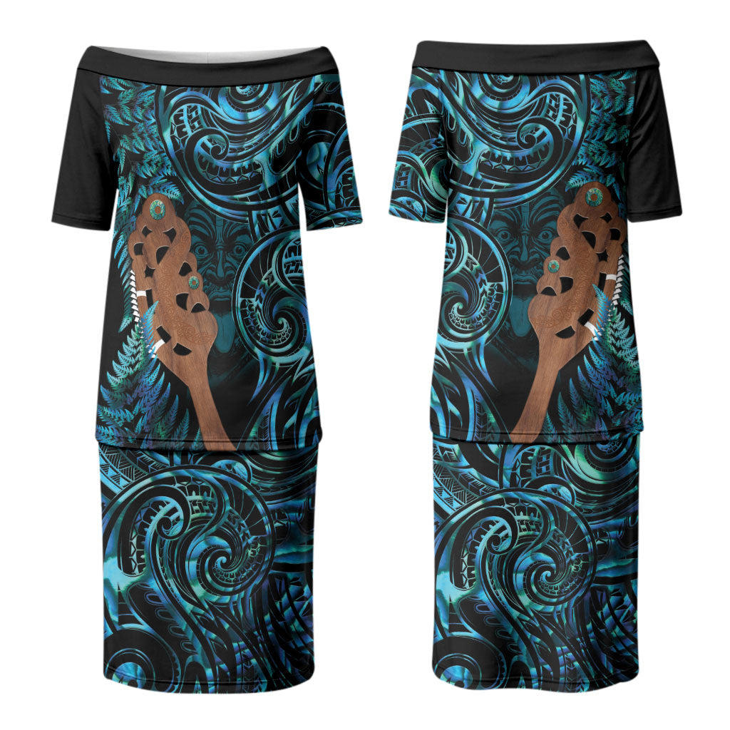 Maripi New Zealand Couples Matching Puletasi and Hawaiian Shirt Maori Weapon Paua Shell Haka Fern LT14 - Polynesian Pride