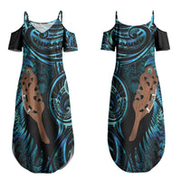 Maripi New Zealand Couples Matching Summer Maxi Dress and Hawaiian Shirt Maori Weapon Paua Shell Haka Fern LT14 - Polynesian Pride