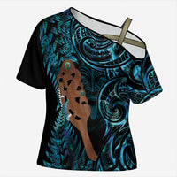 Maripi New Zealand Cross Shoulder Shirt Maori Weapon Paua Shell Haka Fern