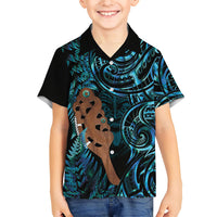 Maripi New Zealand Family Matching Off Shoulder Short Dress and Hawaiian Shirt Maori Weapon Paua Shell Haka Fern