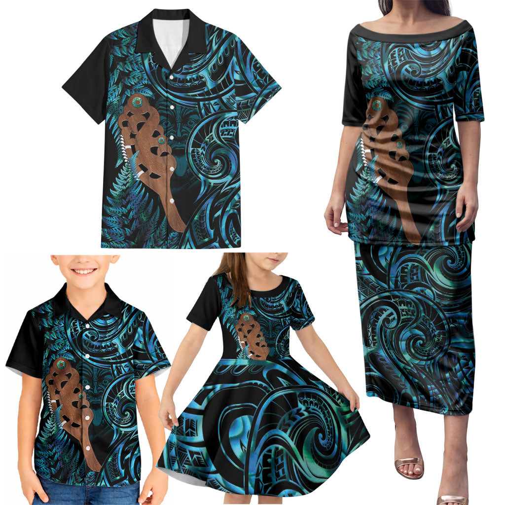 Maripi New Zealand Family Matching Puletasi and Hawaiian Shirt Maori Weapon Paua Shell Haka Fern LT14 - Polynesian Pride