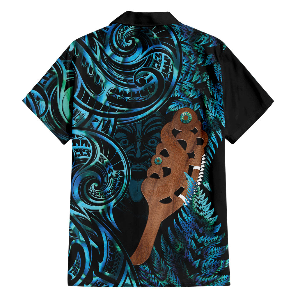 Maripi New Zealand Family Matching Short Sleeve Bodycon Dress and Hawaiian Shirt Maori Weapon Paua Shell Haka Fern