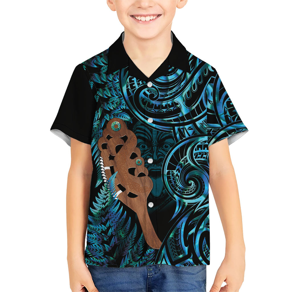 Maripi New Zealand Family Matching Summer Maxi Dress and Hawaiian Shirt Maori Weapon Paua Shell Haka Fern
