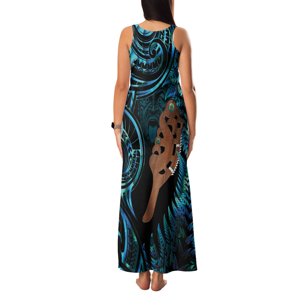 Maripi New Zealand Family Matching Tank Maxi Dress and Hawaiian Shirt Maori Weapon Paua Shell Haka Fern