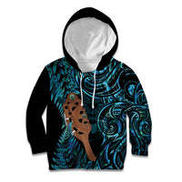 Maripi New Zealand Kid Hoodie Maori Weapon Paua Shell Haka Fern