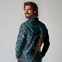Maripi New Zealand Long Sleeve Polo Shirt Maori Weapon Paua Shell Haka Fern