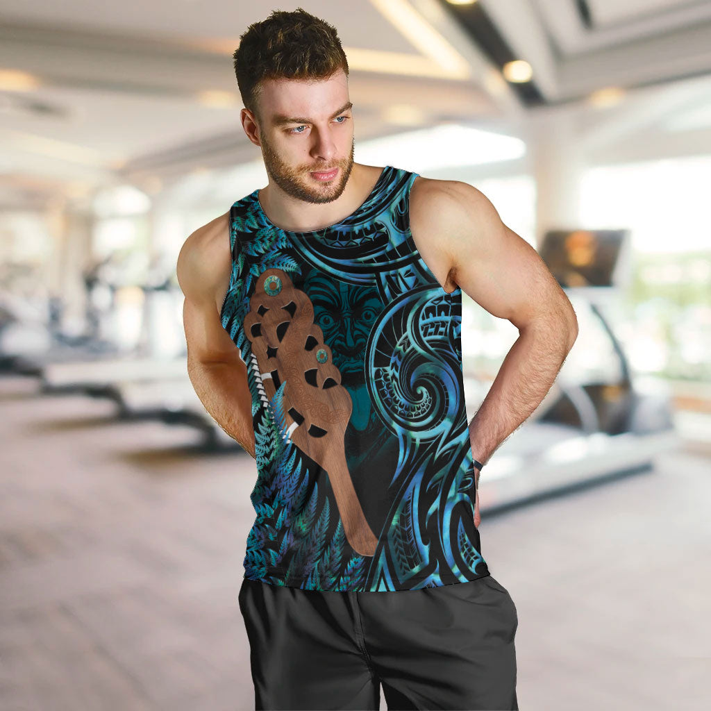 Maripi New Zealand Men Tank Top Maori Weapon Paua Shell Haka Fern