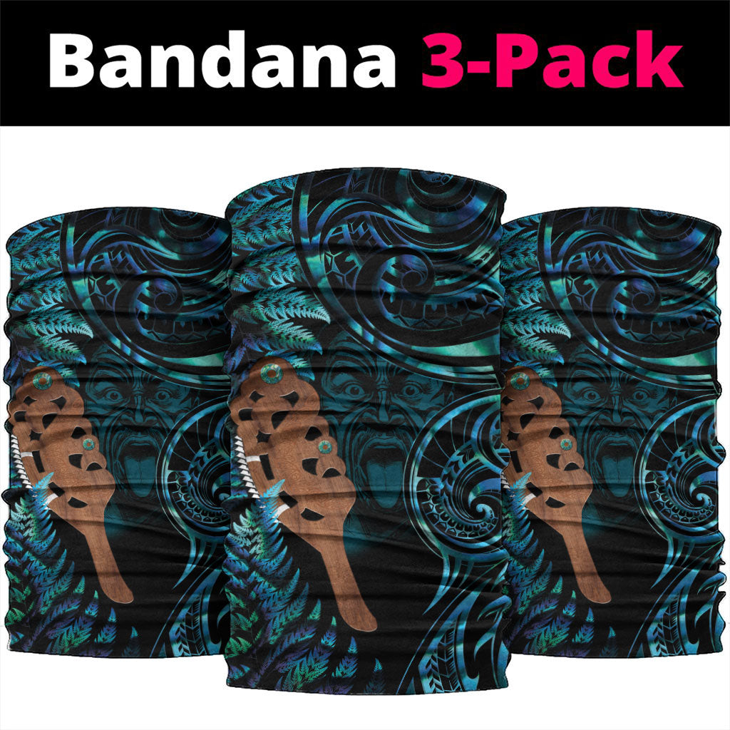 Maripi New Zealand Neck Gaiter Maori Weapon Paua Shell Haka Fern