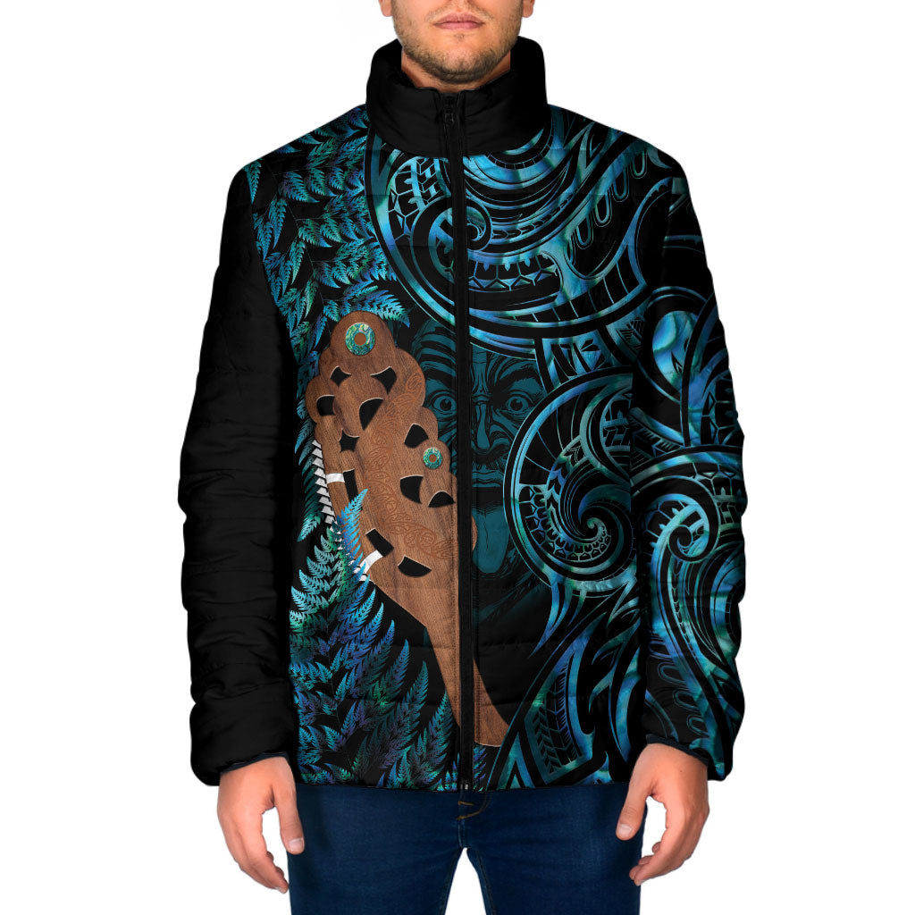 Maripi New Zealand Padded Jacket Maori Weapon Paua Shell Haka Fern