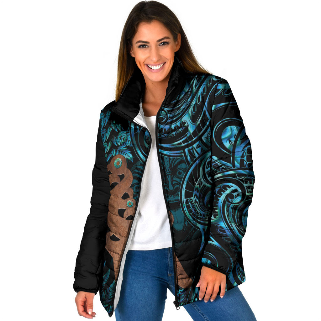 Maripi New Zealand Padded Jacket Maori Weapon Paua Shell Haka Fern