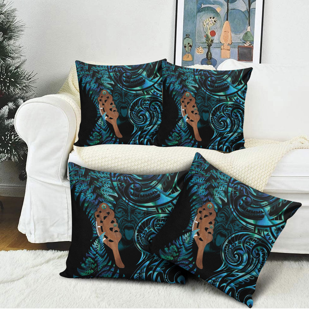 Maripi New Zealand Pillow Cover Maori Weapon Paua Shell Haka Fern