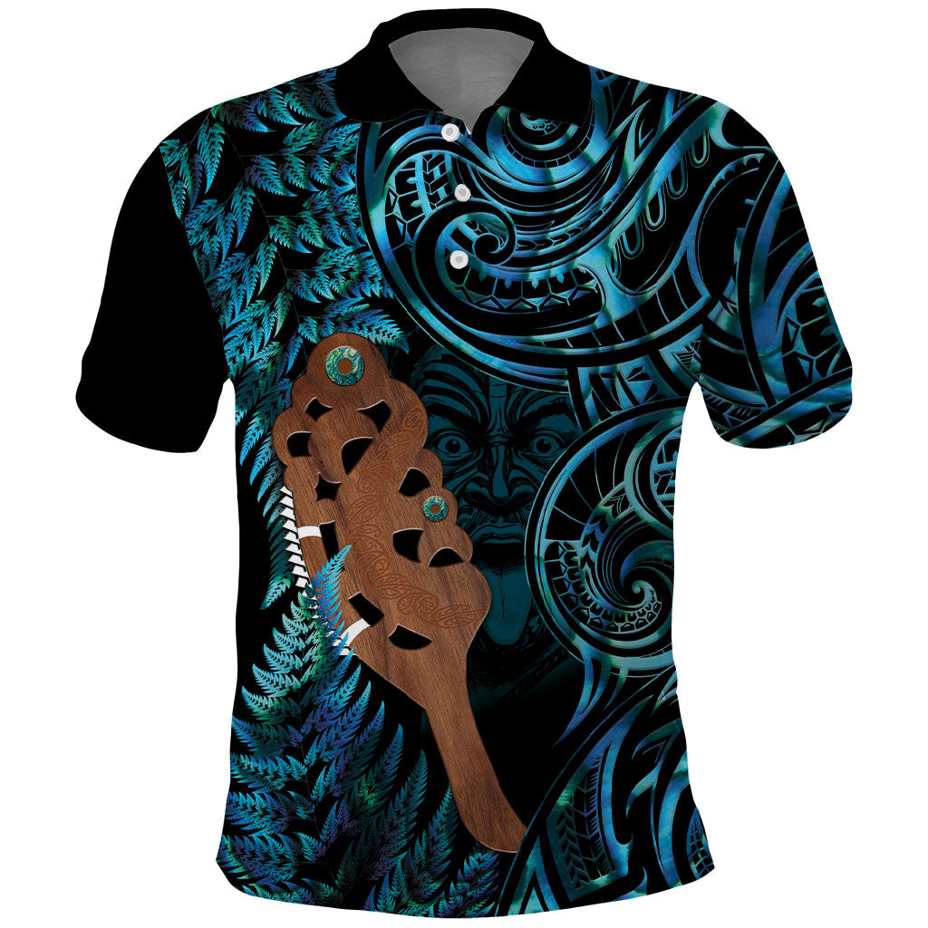 Maripi New Zealand Polo Shirt Maori Weapon Paua Shell Haka Fern LT14 Turquoise - Polynesian Pride