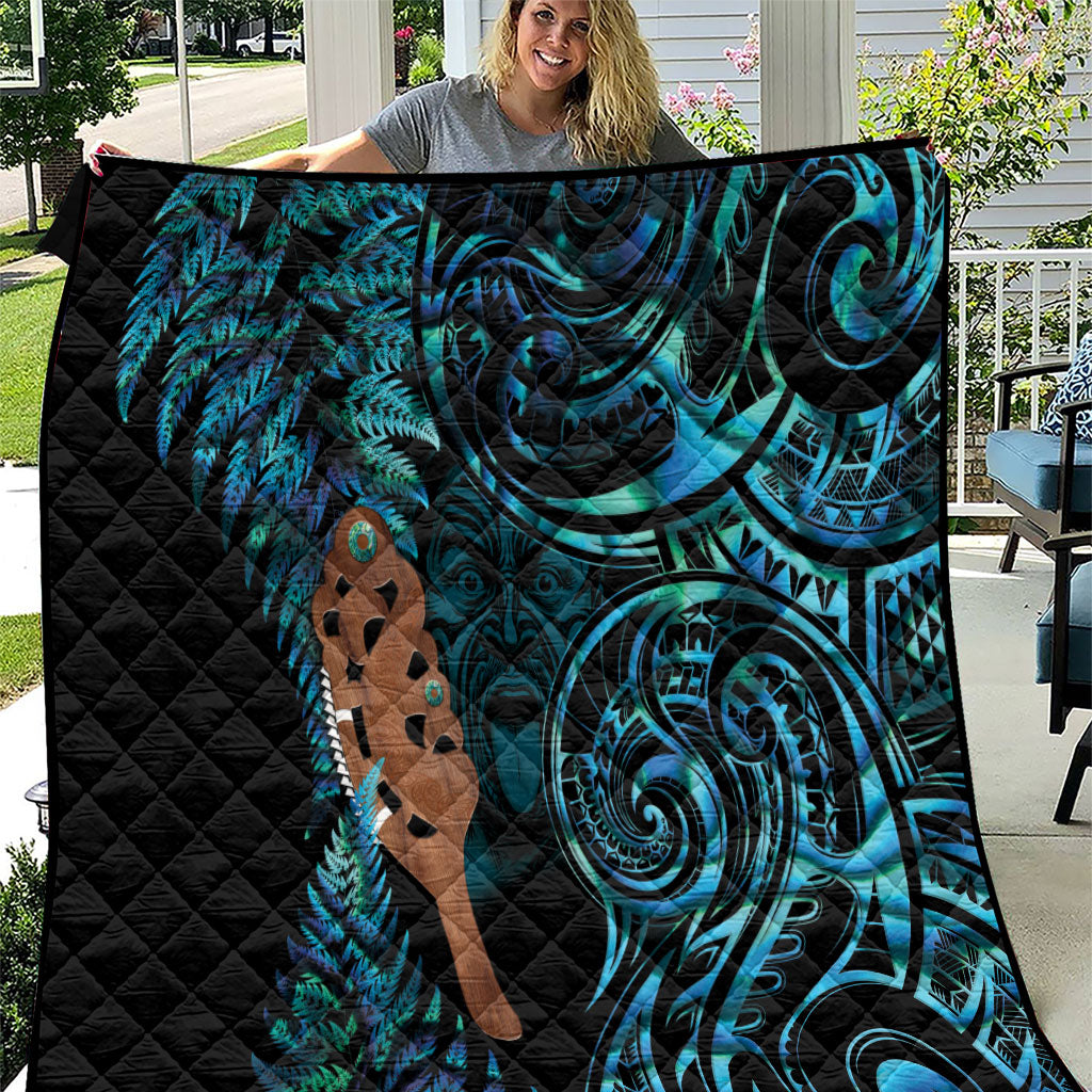 Maripi New Zealand Quilt Maori Weapon Paua Shell Haka Fern LT14 Turquoise - Polynesian Pride