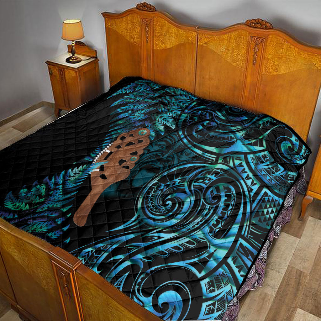 Maripi New Zealand Quilt Maori Weapon Paua Shell Haka Fern