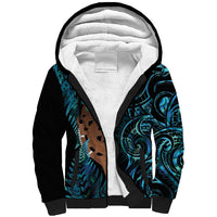 Maripi New Zealand Sherpa Hoodie Maori Weapon Paua Shell Haka Fern