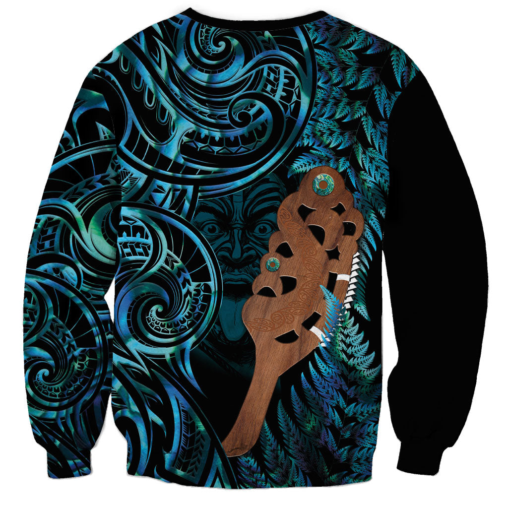 Maripi New Zealand Sweatshirt Maori Weapon Paua Shell Haka Fern
