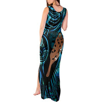 Maripi New Zealand Tank Maxi Dress Maori Weapon Paua Shell Haka Fern