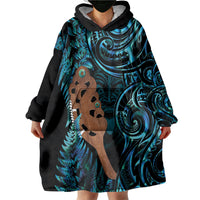 Maripi New Zealand Wearable Blanket Hoodie Maori Weapon Paua Shell Haka Fern